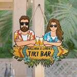 Custom Name Tiki Bar Couple Gifts - Personalized Wood Sign