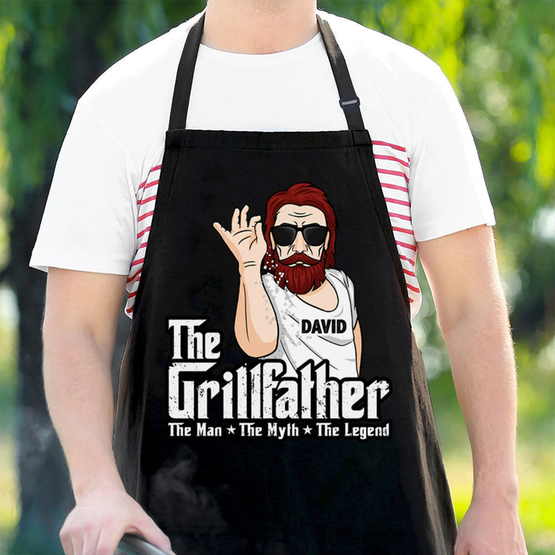 Custom Name Grillfather Gifts for Grill Masters - Personalized Apron