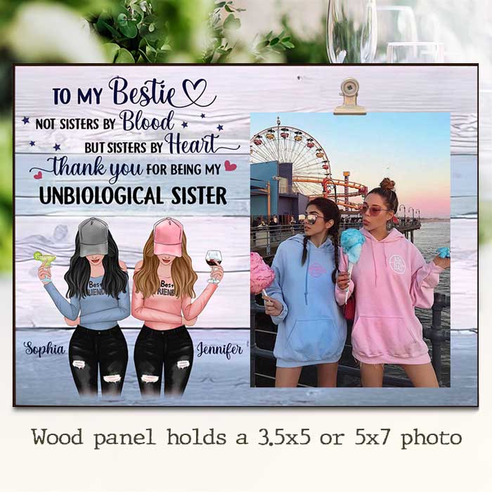 Custom Photo Unbiological Sister Gifts - Personalized Wooden Frame