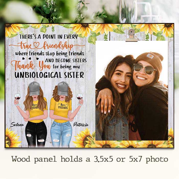 Custom Photo Unbiological Sister Friendship Gifts - Personalized Wooden Frame