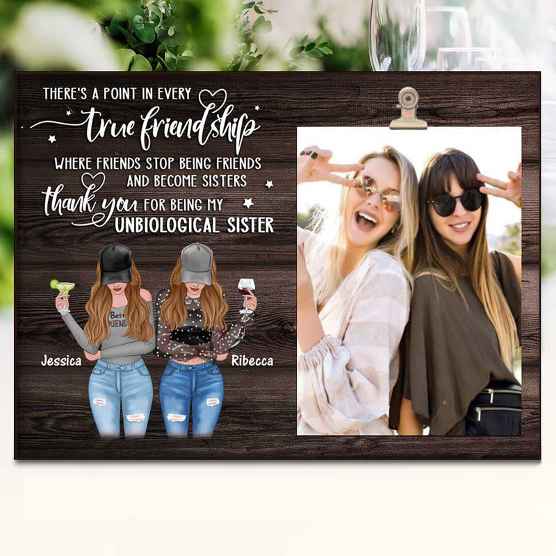 Custom Photo Best Friend Gifts for Sisters - Personalized Wooden Frame