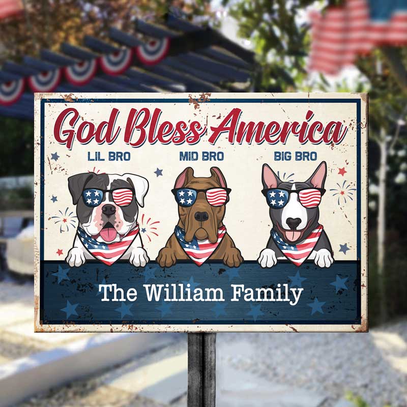 God Bless America - 4th Of July Funny Personalized Pet Metal Sign (Cat & Dog)