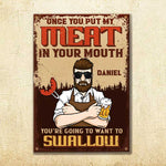 Custom Name Funny Meat Lover Gifts for Men - Personalized Metal Sign