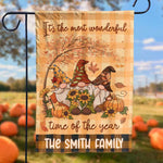 Custom Name Autumn Gnome Family Decor - Personalized Flag