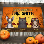 Custom Name Halloween Cat Family Decor - Personalized Doormat