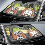 Custom Name Cartoon Dog Car Gifts for Dog Lovers - Personalized Auto Sunshade