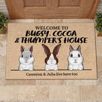 Custom Name Bunny Rabbit Housewarming Decor - Personalized Doormat