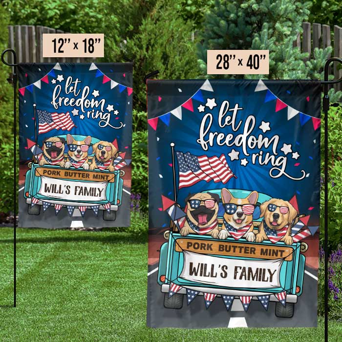 Custom Name Patriotic Dog Family Gifts - Personalized Flag