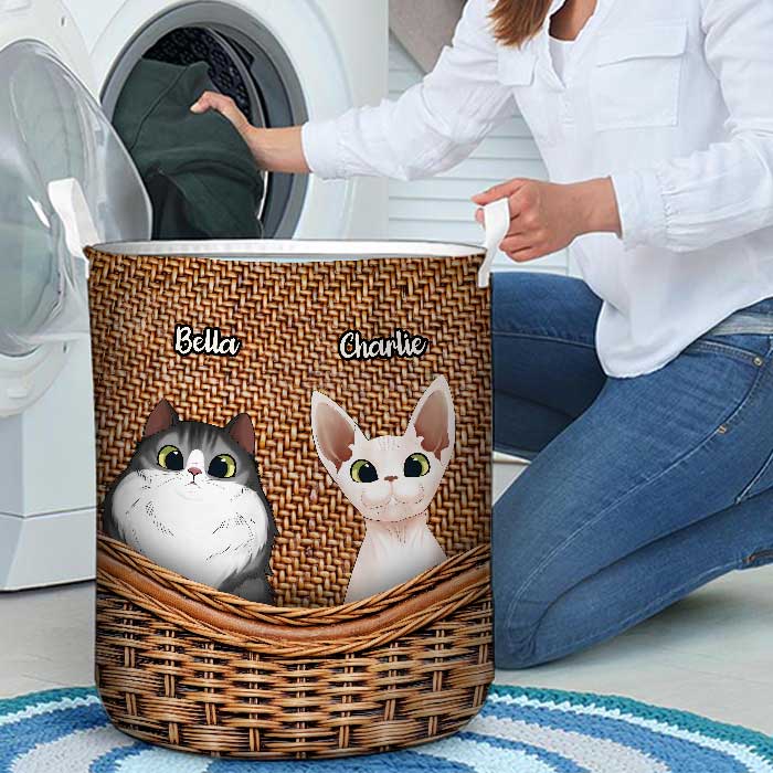 Custom Name Cat Lover Gifts - Personalized Laundry Basket