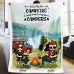 Custom Name Campfire Camping Gifts for Couples - Personalized Blanket