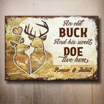 Custom Name Buck and Doe Couple Decor - Personalized Metal Sign