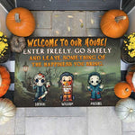 Custom Name Halloween Horror House Decor - Personalized Doormat