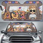 Custom Name Patriotic Dog Road Trip Gifts - Personalized Auto Sunshade