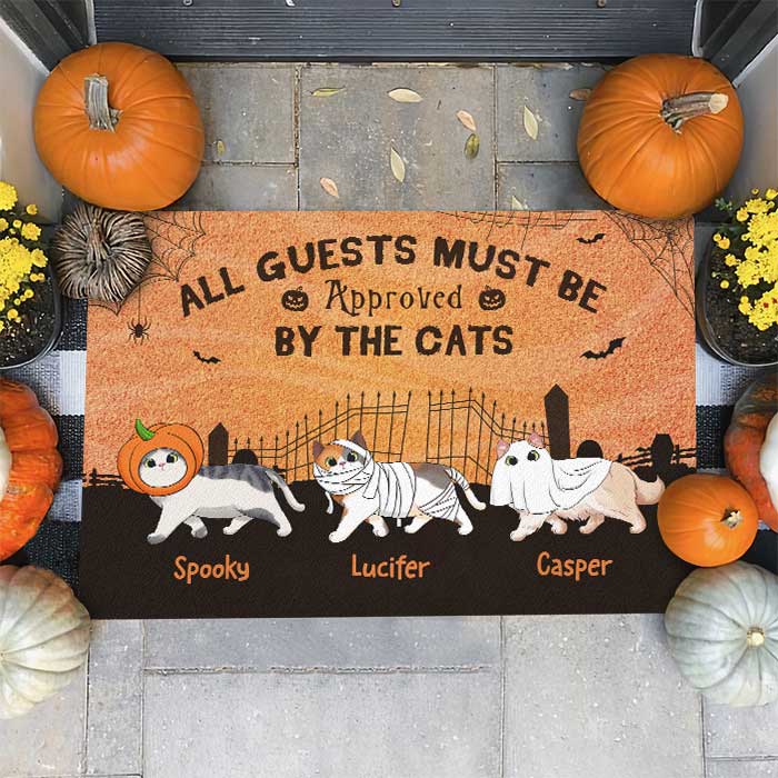 Halloween For Cats - All Guests Must Be Approved By The Cats - Personalized Decorative Mat