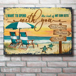 Custom Name Sunset Couple Gifts - Personalized Metal Sign