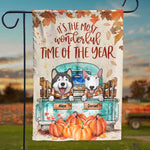 Custom Name Autumn Dog Pumpkin Decor - Personalized Flag