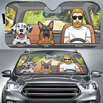 Custom Name Cartoon Dog Car Gifts for Dog Lovers - Personalized Auto Sunshade