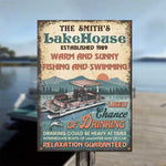Custom Name Lakehouse Fishing Gifts - Personalized Metal Sign