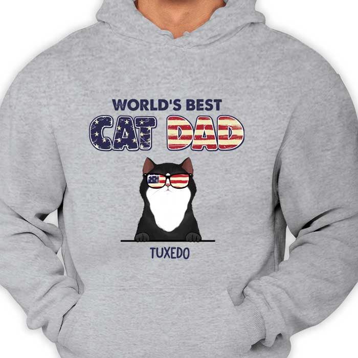 World's Best Cat Dad Cool Cats - Gift For Dad Personalized Unisex T-Shirt