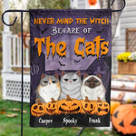 Custom Name Halloween Cat Decor - Personalized Flag