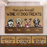 Custom Name Wine and Dog Treats Gifts for Dog Lovers - Personalized Doormat