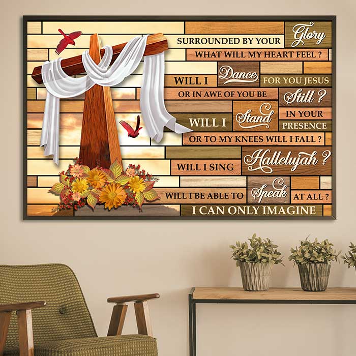 Christian Cross Worship Wall Decor - Inspirational Religious Poster