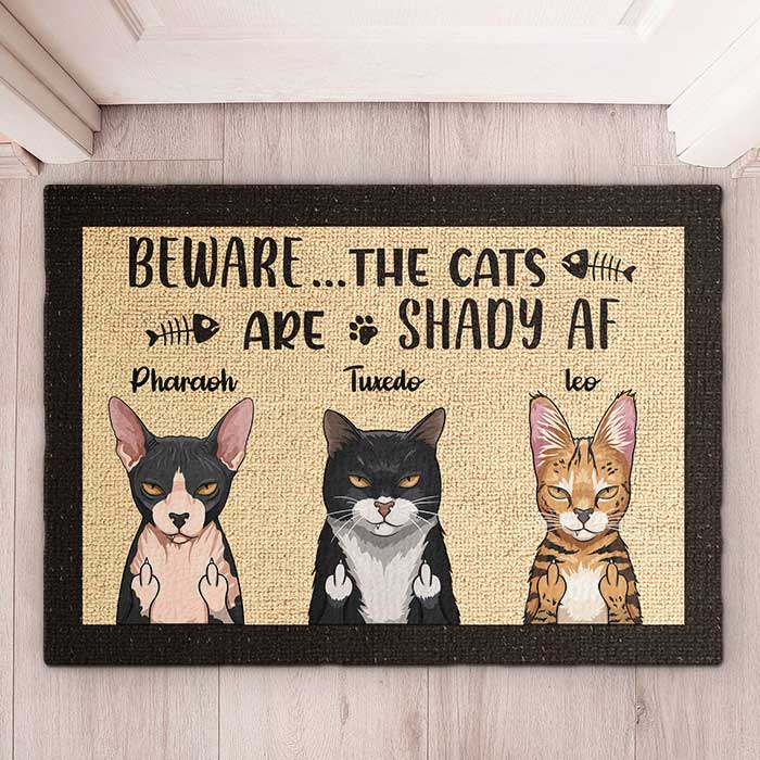 Custom Name Shady Cat Gifts for Cat Lovers - Personalized Doormat