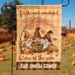Custom Name Autumn Gnome Family Decor - Personalized Flag