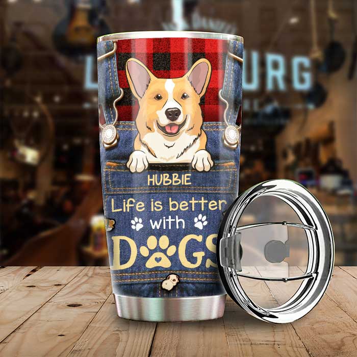 Custom Name Dog Lover Couple Gifts - Personalized Tumbler