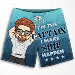 Custom Name Captain First Mate Couple Gifts - Personalized Couple Beach Shorts