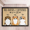 No Need To Knock We Know You're Here Peeking Cat - Funny Personalized Cat Decorative Mat