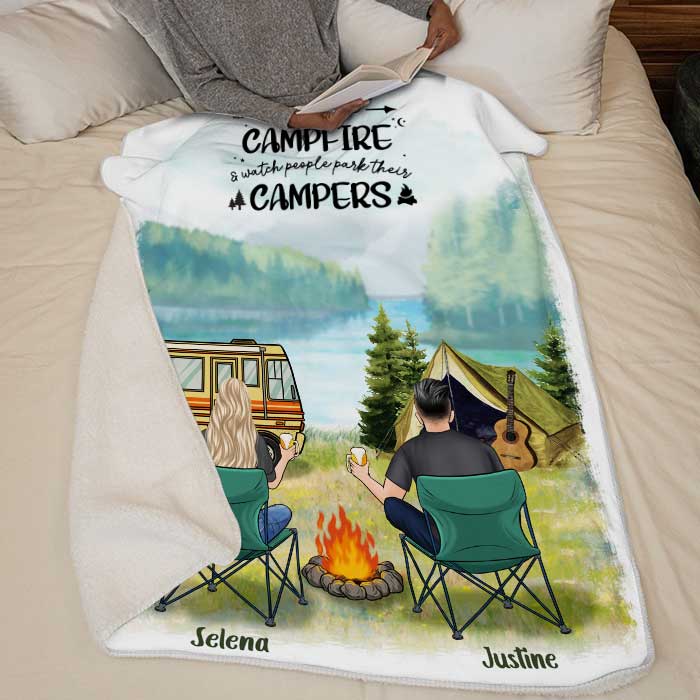 Making Memories One Campsite At A Time - Husband & Wife - Gift For Camping Couples, Personalized Blanket