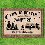 Custom Family Name Campfire Camping Decor - Personalized Doormat