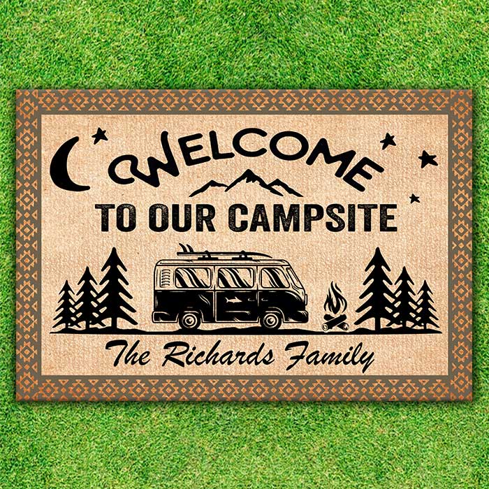 Custom Name Camping Campsite Decor - Personalized Doormat