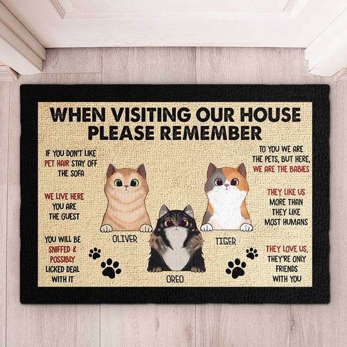 Custom Pet Name House Rules Gifts for Pet Lovers - Personalized Doormat