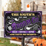 Custom Name Witch Broom Company Decor - Personalized Metal Sign