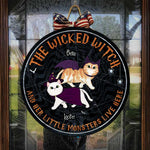 Custom Name Halloween Witch Cat Gifts for Cat Lovers - Personalized Wood Sign