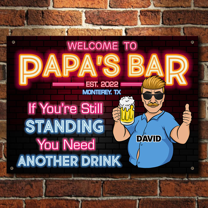 Custom Dad's Bar Drinking Gifts for Men - Personalized Metal Sign