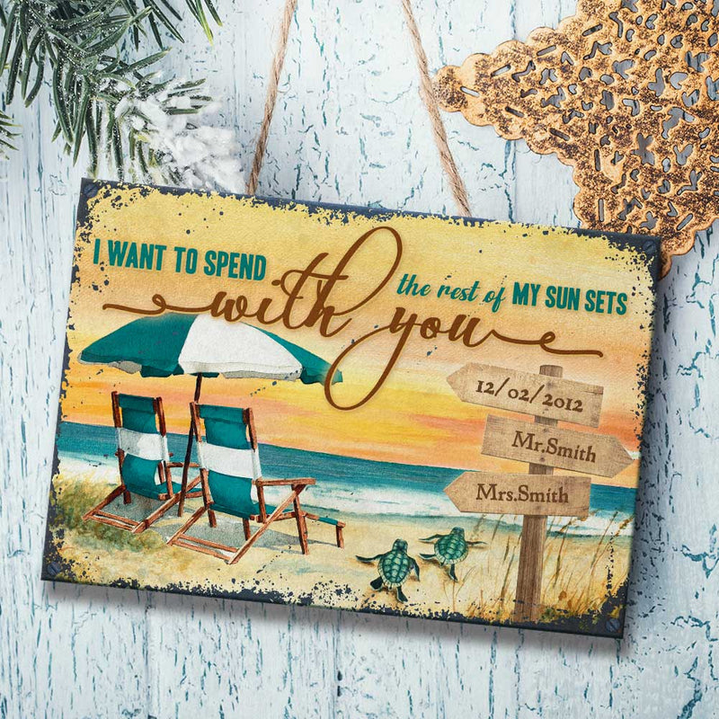 Custom Name Sunset Couple Gifts - Personalized Metal Sign