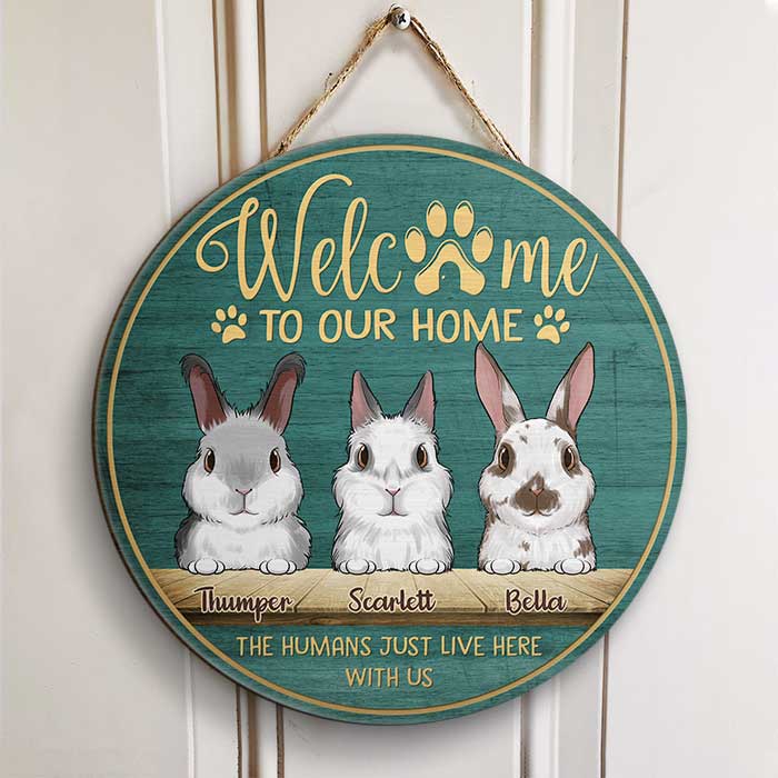 Welcome To The Rabbit Home - Personalized Door Sign