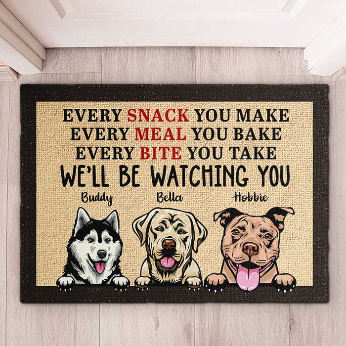 Dog - We'll Be Watching You  - Funny Personalized Dog Decorative Mat