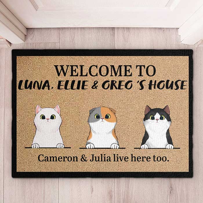 Welcome To Cats' House - Funny Personalized Cat Decorative Mat, Doormat