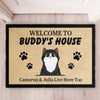 Personalized Welcome to Cat's House - Funny Personalized Cat Decorative Mat, Doormat