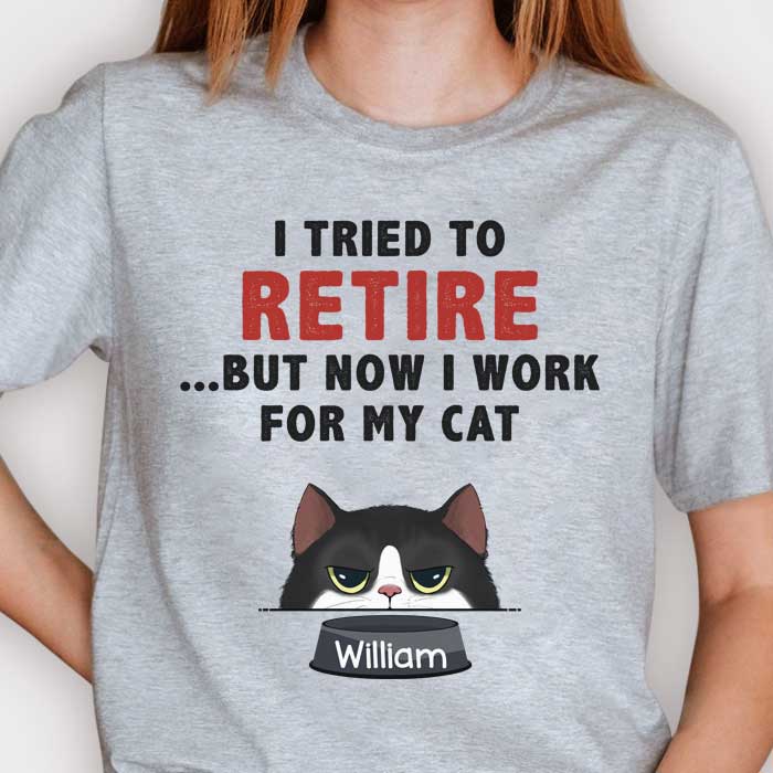 Custom Name Funny Retirement Gifts for Cat Lovers - Personalized Apparel
