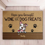 Custom Name Wine and Dog Treats Gifts for Dog Lovers - Personalized Doormat