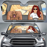 Custom Name Cartoon Dog Car Gifts for Dog Lovers - Personalized Auto Sunshade