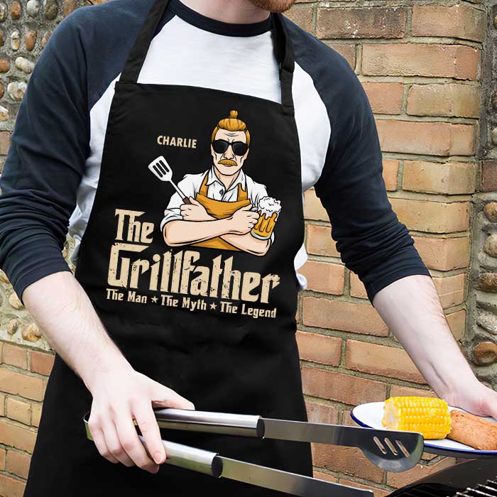 Custom Name Grillfather Gifts for Men - Personalized Apron