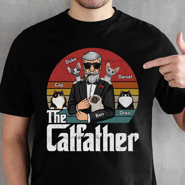 Custom Name Cat Dad Father's Day Gifts - Personalized Apparel