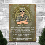Custom Name Veteran Warning Gifts - Personalized Metal Sign