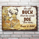 Custom Name Buck and Doe Couple Decor - Personalized Metal Sign